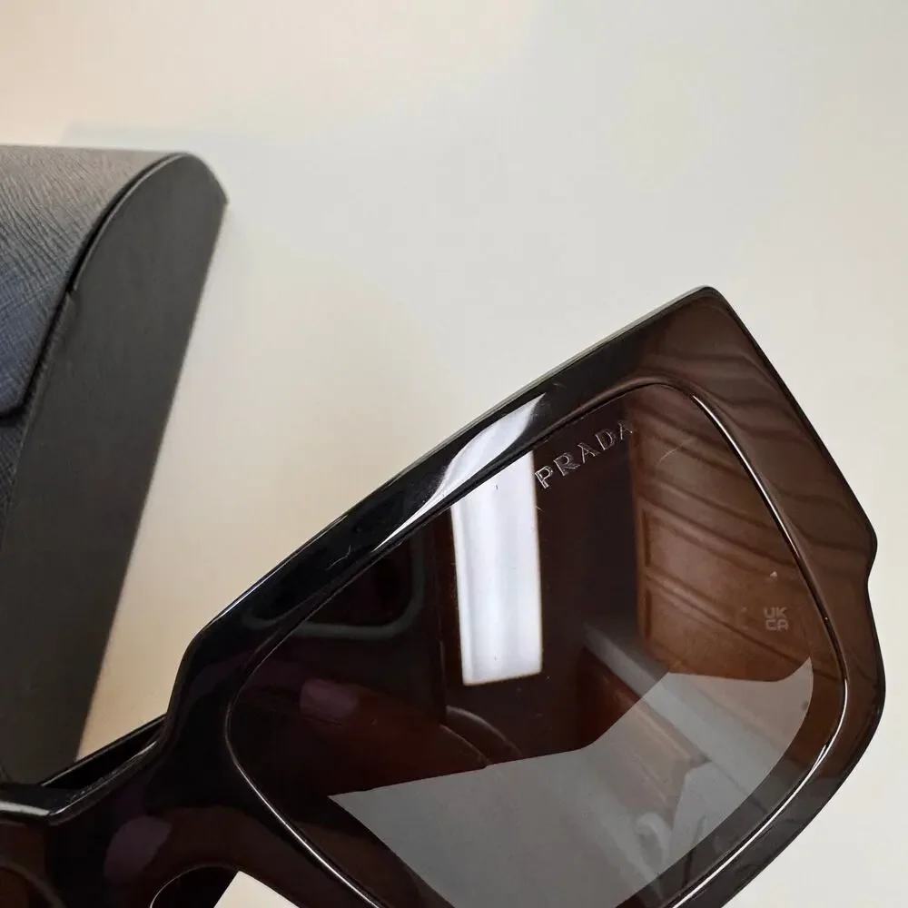 PRADA Unisex Black Silver Gray Lens Rectangle Statement Sunglasses PR 10ZS $565 - Picture 6 of 9